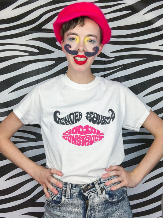 Gender is Just a Social Construct Mustache Lips Tee