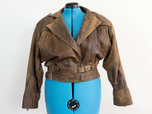 Brown Leather Jacket, Vintage Lamb Size XL