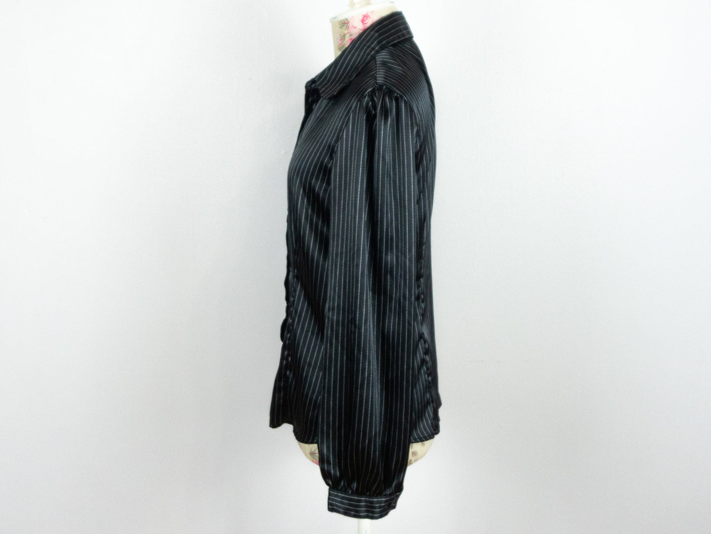 Black Pin-stripe Blouse, Size Medium Large