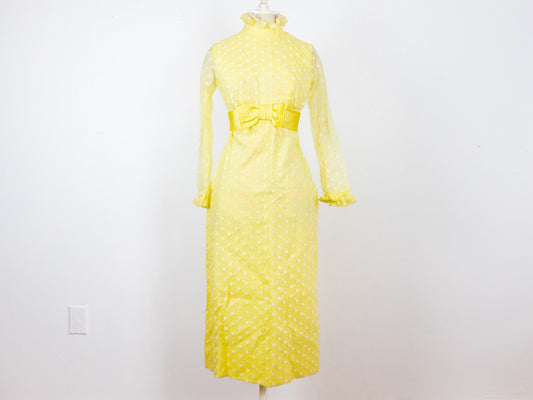 Yellow Ruffle Dress, Size Small XS