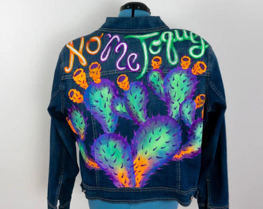 Custom Painted Cactus Jacket, Any Succulent Any Colors, Order Unique Design on Denim or Jean, Any Size or Style