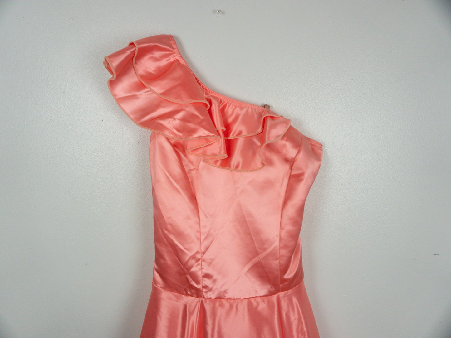 80s 1970s Peach Dance Dress, Size Small