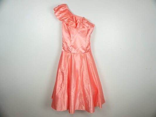 80s 1970s Peach Dance Dress, Size Small