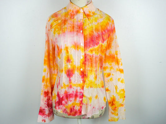 Collared Blouse Tie Dye Shirt Size Small