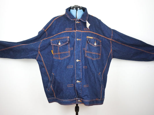 Blue Jean Jacket with Stitching, Size 5X