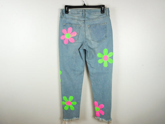 Painted Flower Jeans Neon Size Medium Small