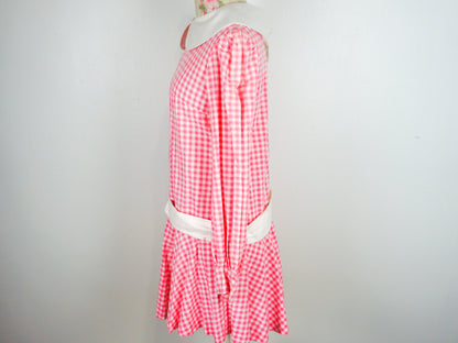 70s Pink Pleated Dress Size Small