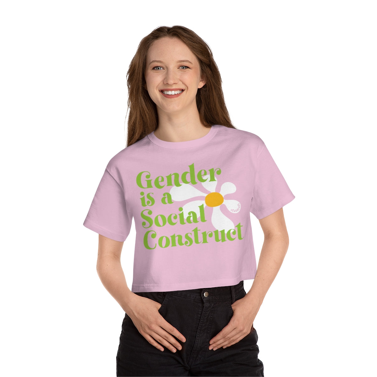 Gender is a social construct Pink Crop Tee