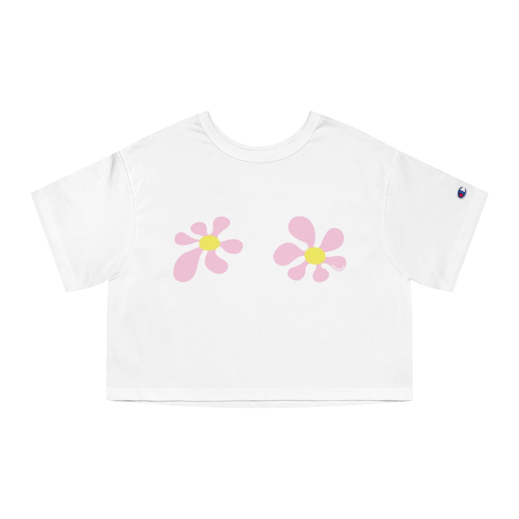 Topsy Turvy Flower Bloom White Crop Tee