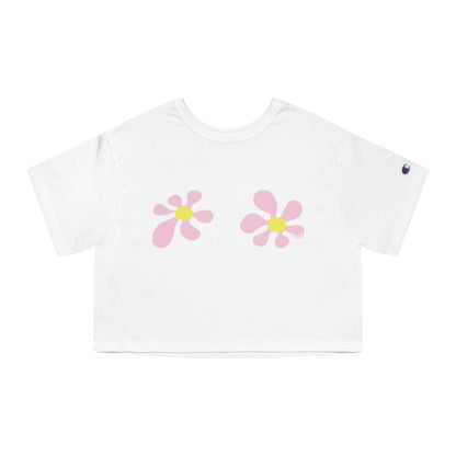 Topsy Turvy Flower Bloom White Crop Tee