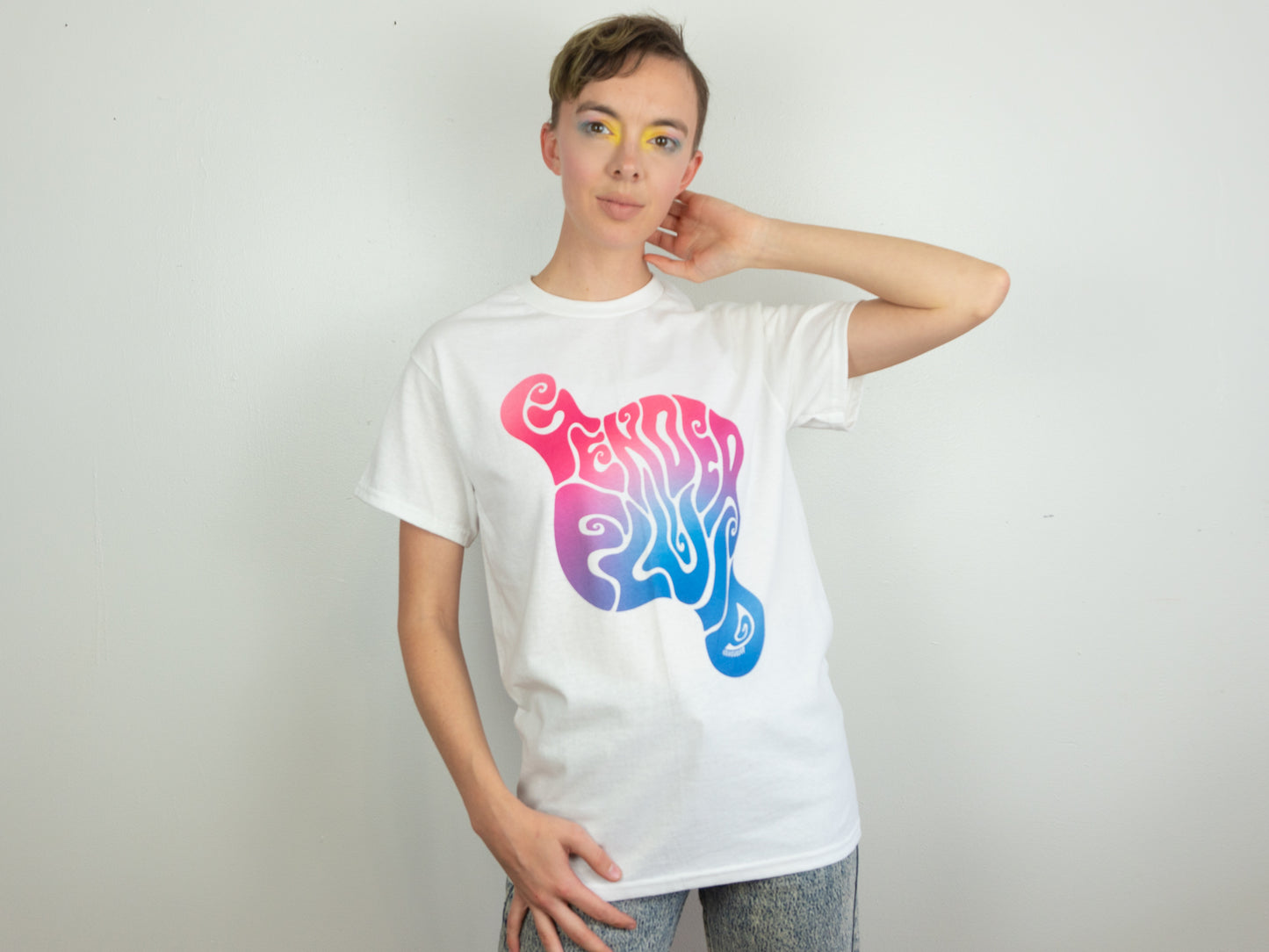 Gender Fluid Tee, Pink Blue White