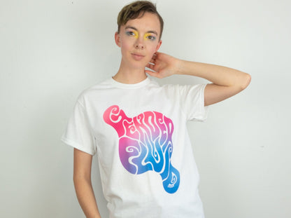 Gender Fluid Tee, Pink Blue White