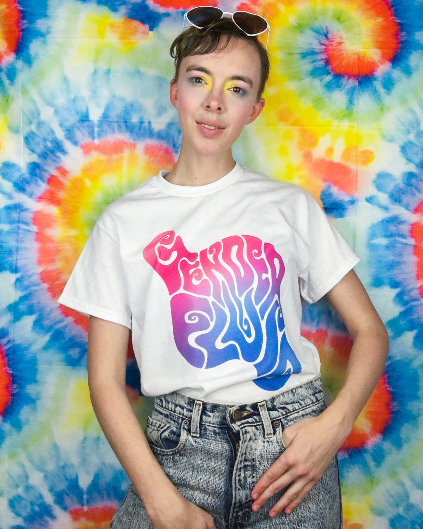 Gender Fluid Tee, Pink Blue White