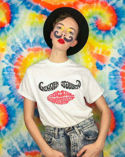 Gender is Just a Social Construct Mustache Lips Tee