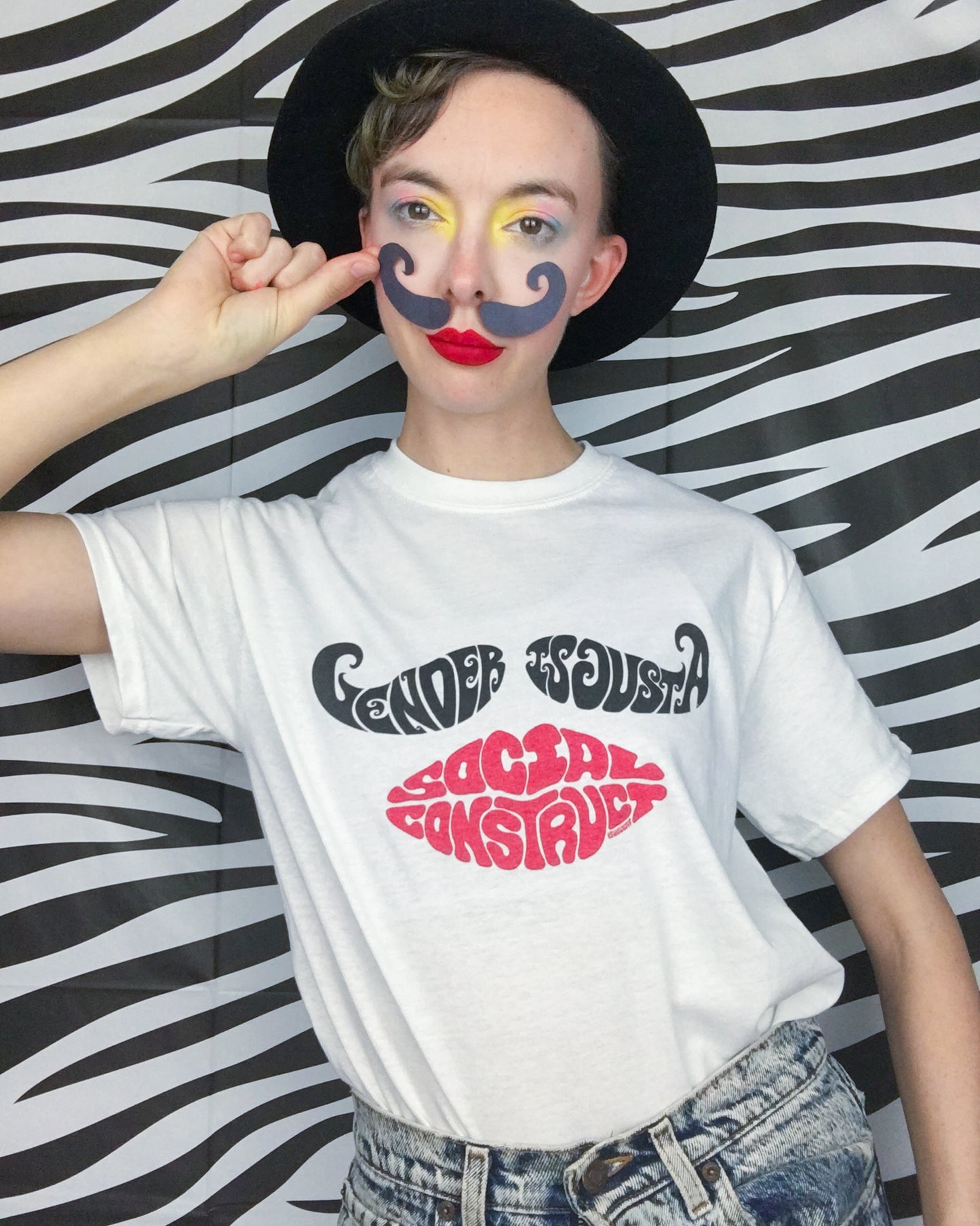 Gender is Just a Social Construct Mustache Lips Tee