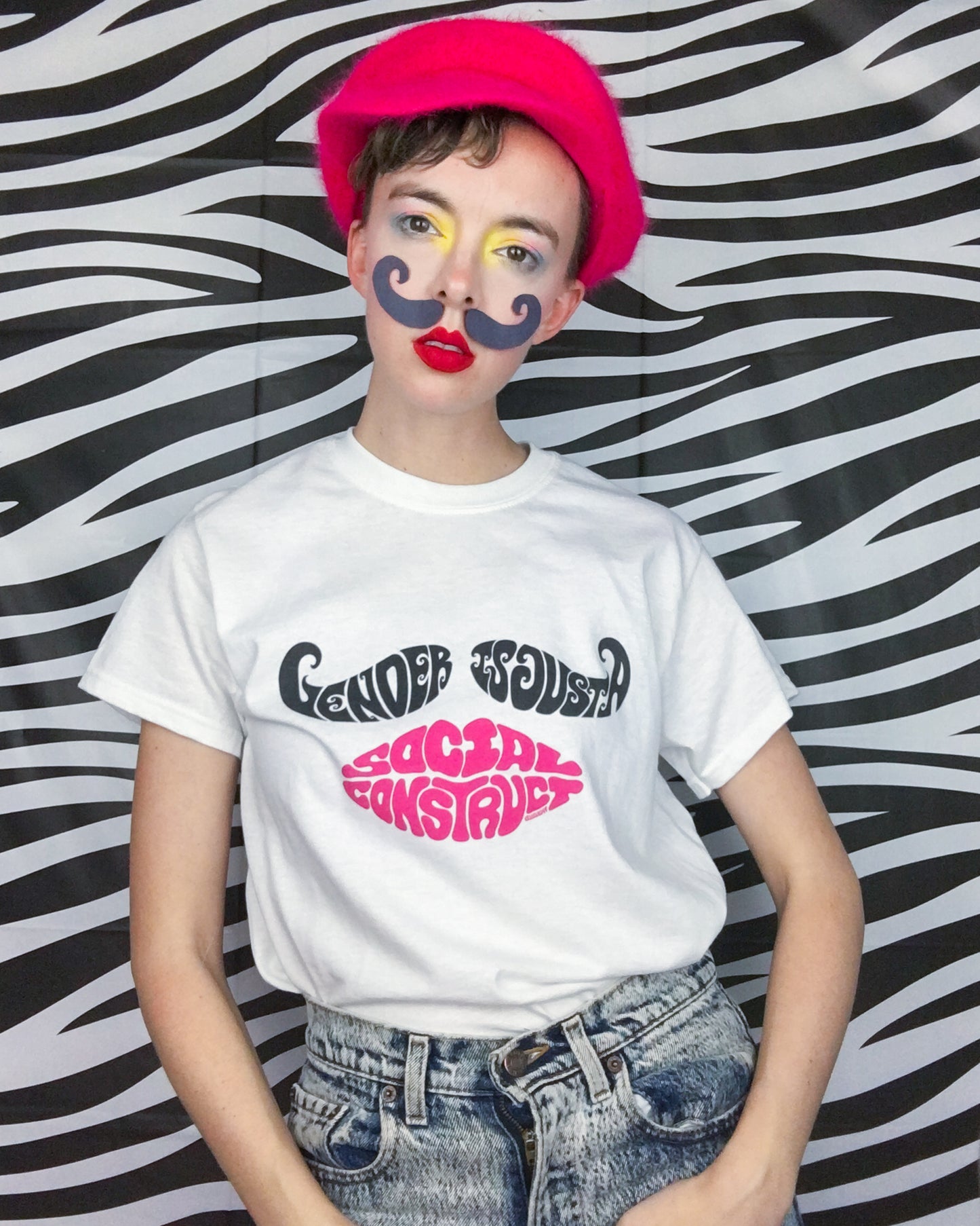 Gender is Just a Social Construct Mustache Lips Tee