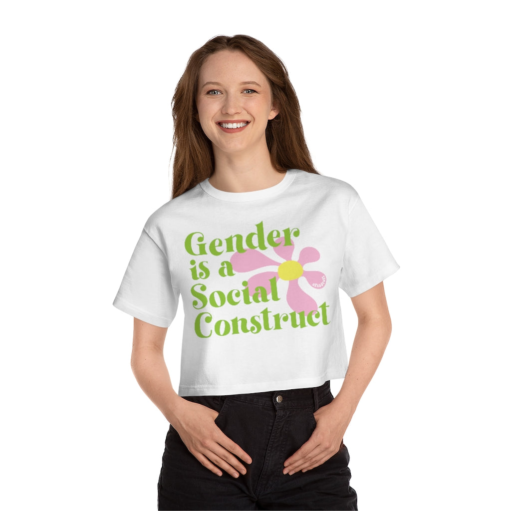 Gender is a Social Construct White Crop Tee