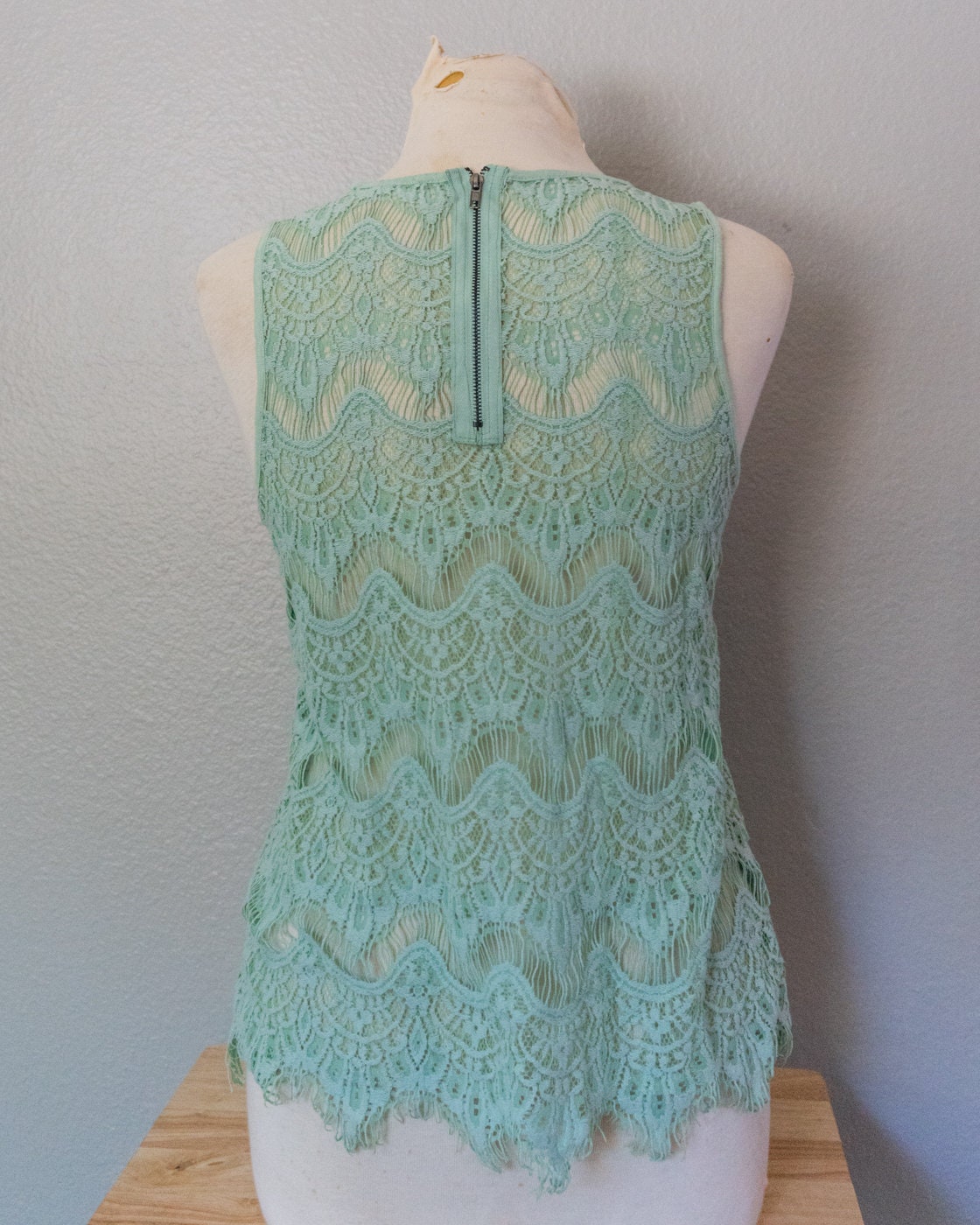 Puff Ball Tank Top, Teal and Pink Crotchet, Small