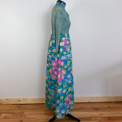 Vintage Floral Maxi Dress, Size Large