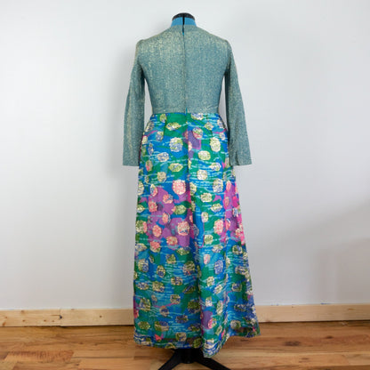 Vintage Floral Maxi Dress, Size Large