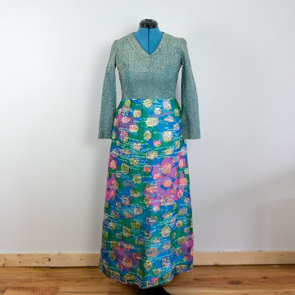 Vintage Floral Maxi Dress, Size Large