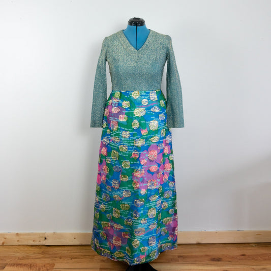 Vintage Floral Maxi Dress, Size Large