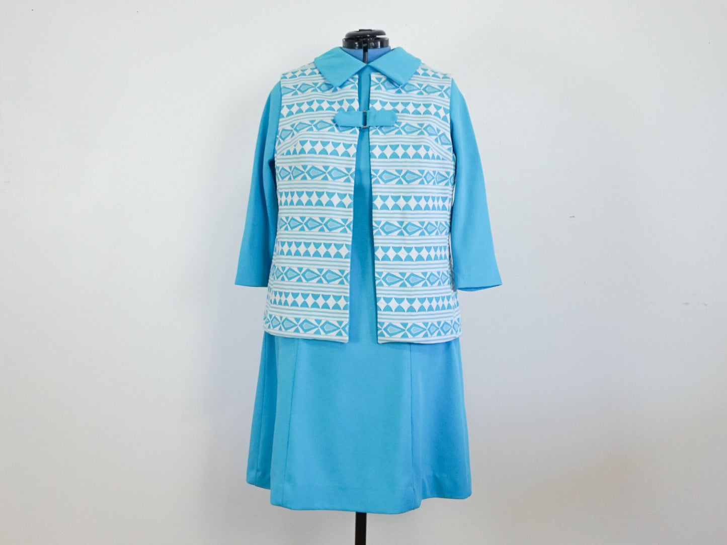 Two Piece Blue Mod Dress, Size XL