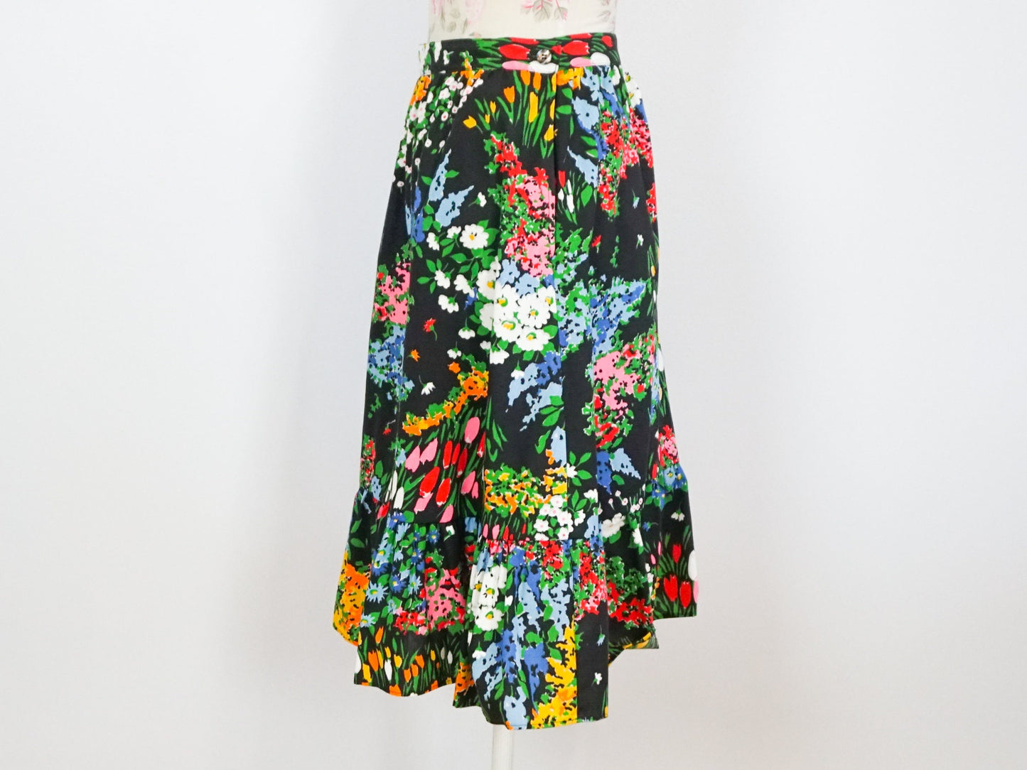 Black Floral Pattern Skirt, Size Small