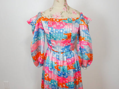 Pastel Silk Dress, Pink Size Small Medium