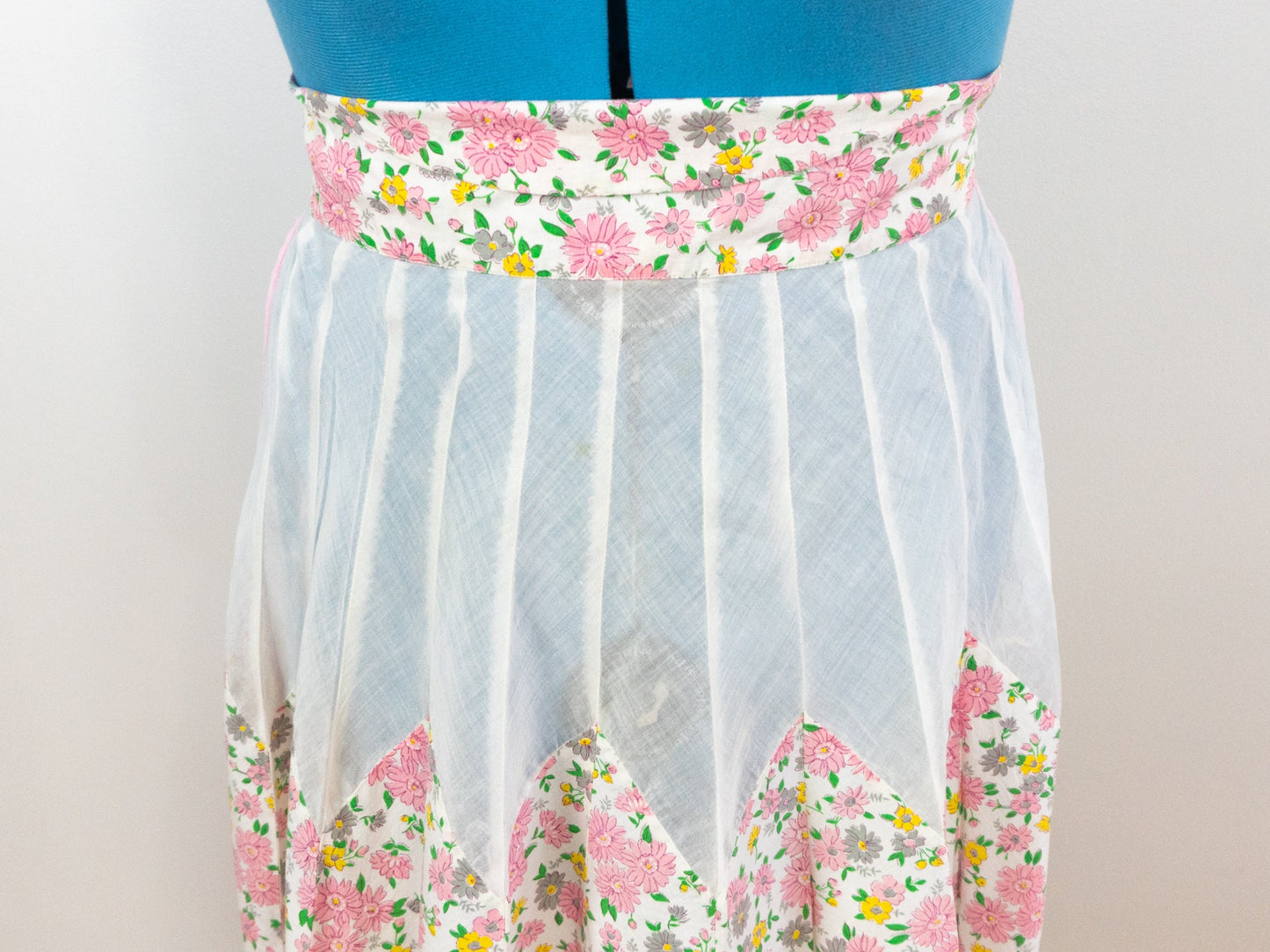 White Pink Floral Apron