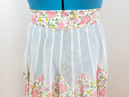 White Pink Floral Apron