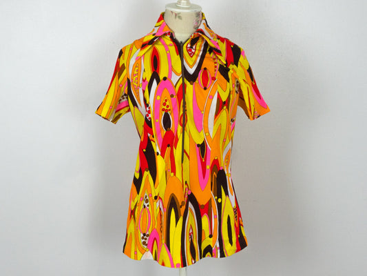 Psychedelic 70s Shirt, Size Small Medium