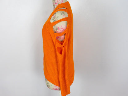 Cut-Out Orange Sweater, Size Medium