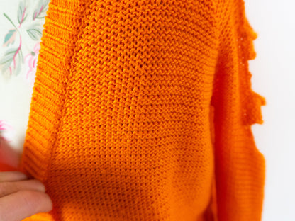 Cut-Out Orange Sweater, Size Medium