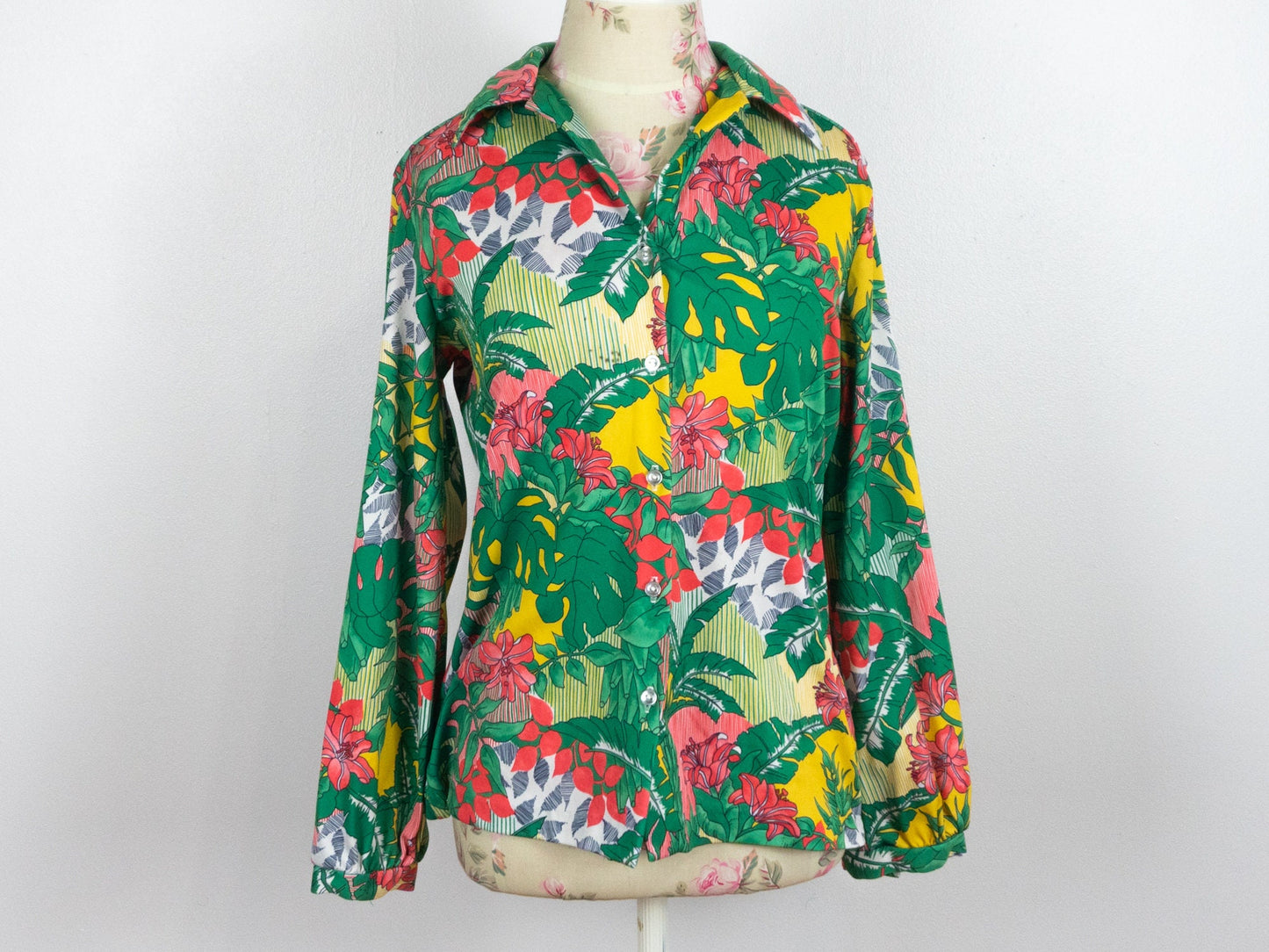 Green Tropical Shirt, Size Medium