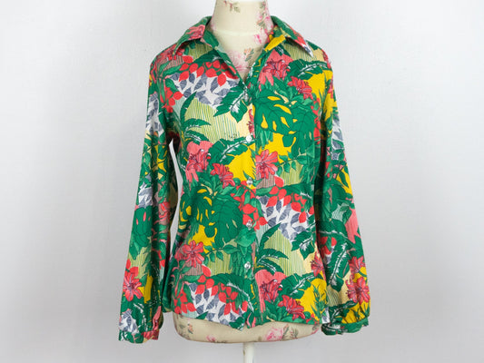 Green Tropical Shirt, Size Medium