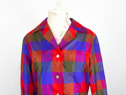 Red Plaid Blouse, Size Large