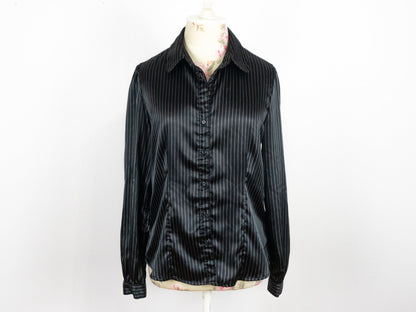 Black Pin-stripe Blouse, Size Medium Large