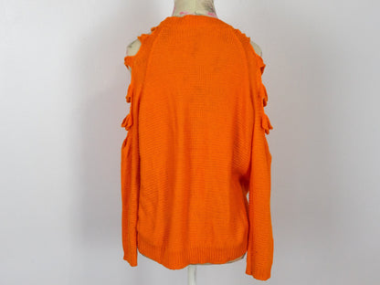 Cut-Out Orange Sweater, Size Medium