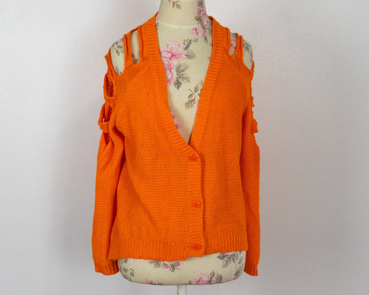 Cut-Out Orange Sweater, Size Medium