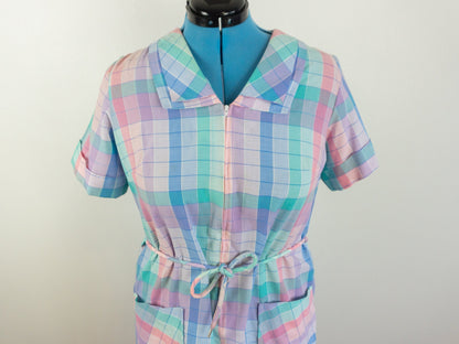 Pastel Plaid Dress, Size Large