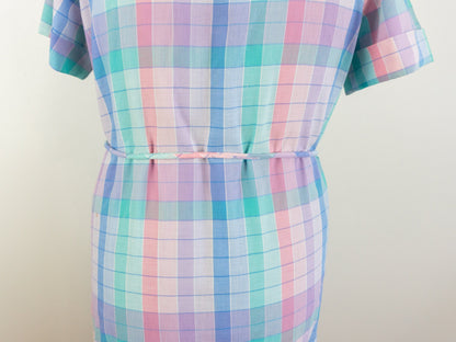 Pastel Plaid Dress, Size Large