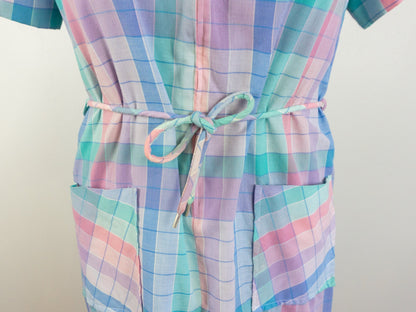 Pastel Plaid Dress, Size Large