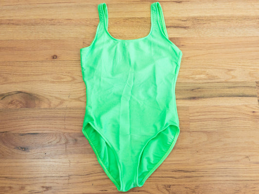 Neon Green Onesie Swimsuit, Size Small Medium