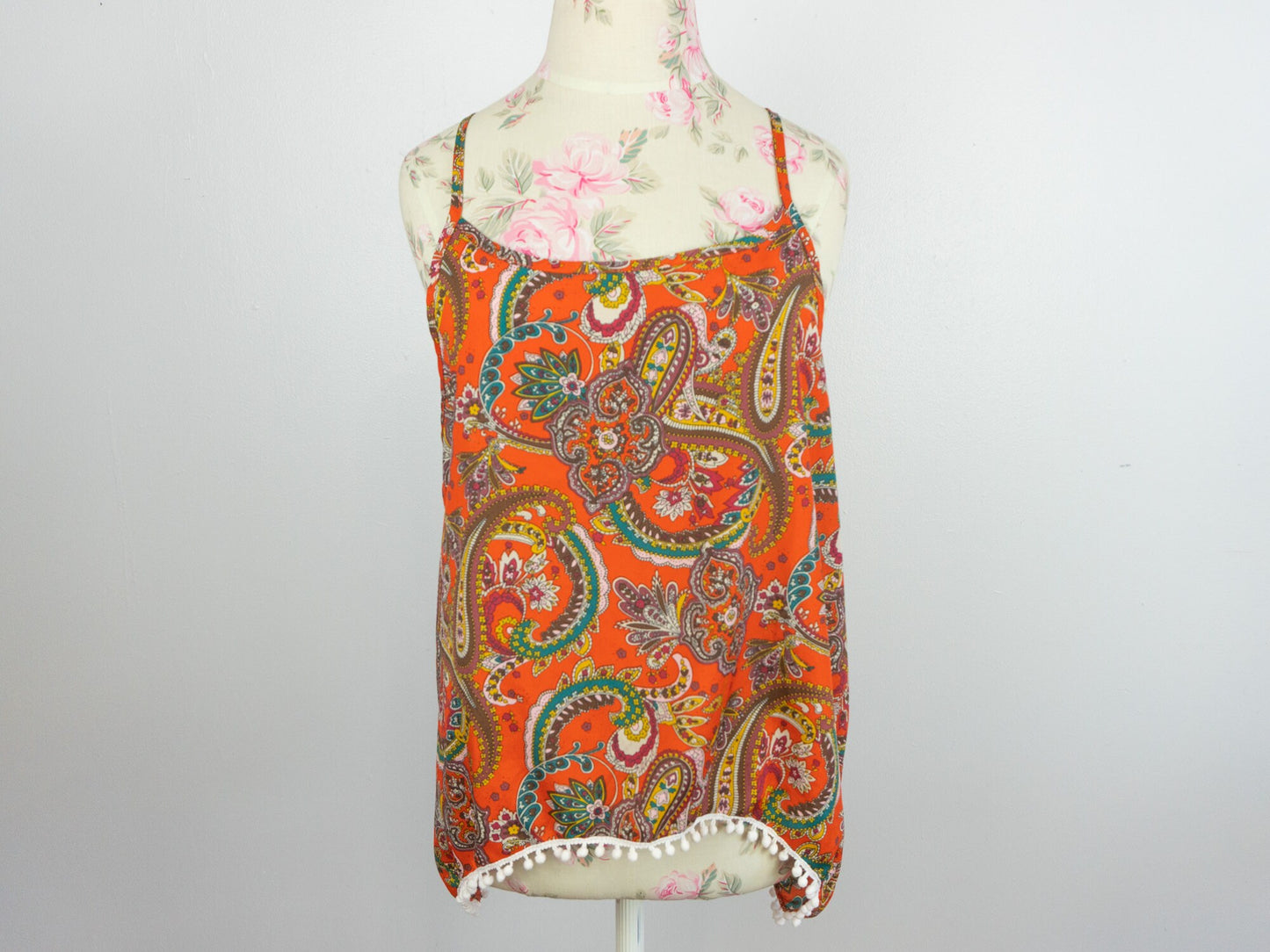 Paisley Orange Tank Top Size Large