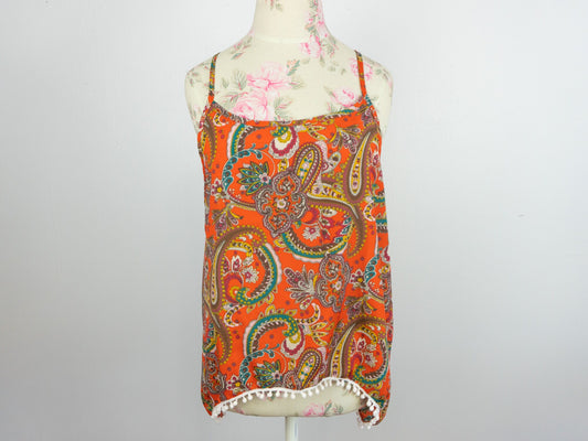 Paisley Orange Tank Top Size Large