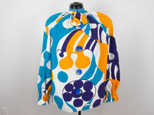 Blue Yellow Clown Shirt  Size XL