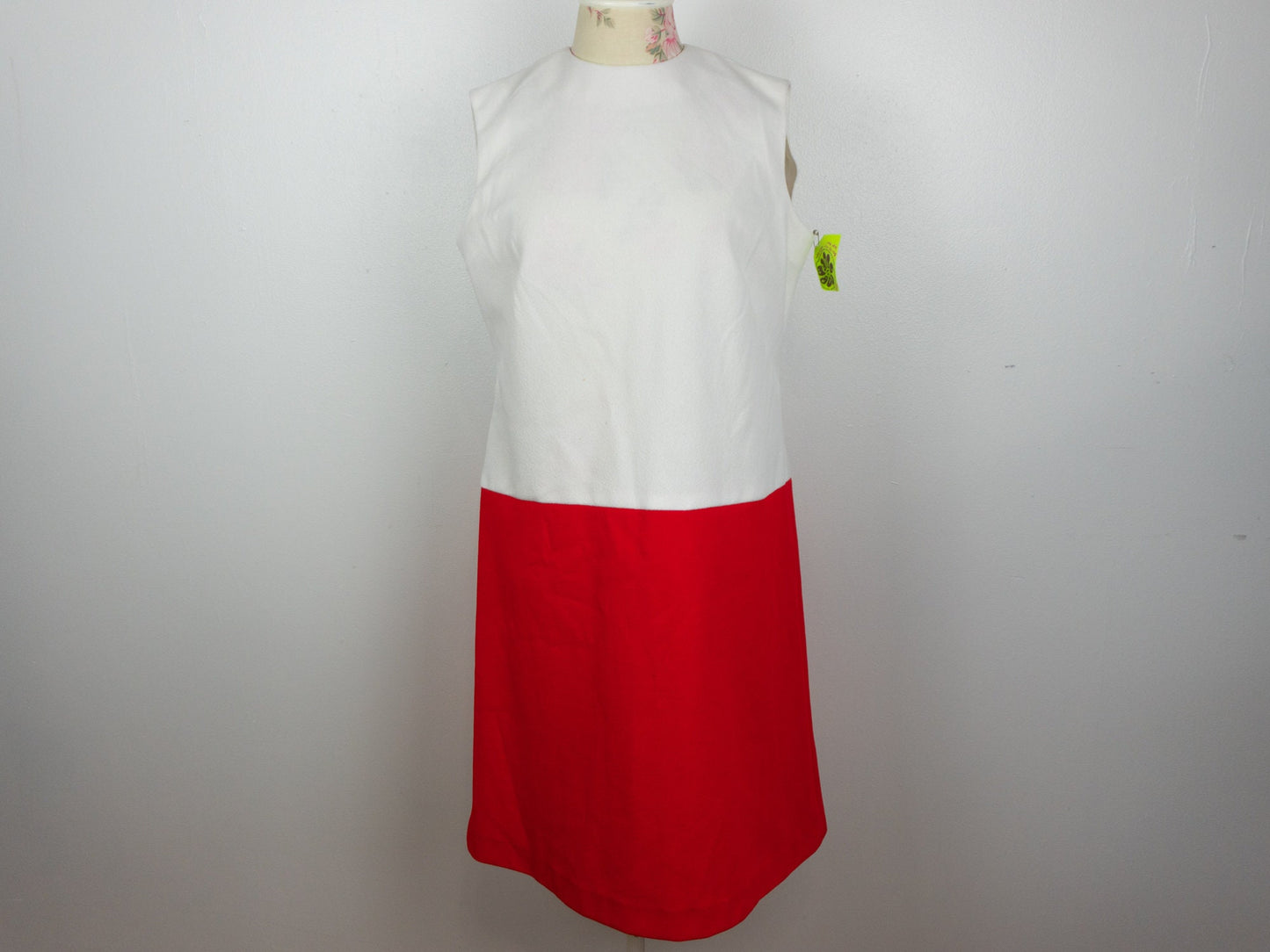 Red White Dress Color Block Frock Size XL