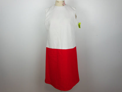 Red White Dress Color Block Frock Size XL