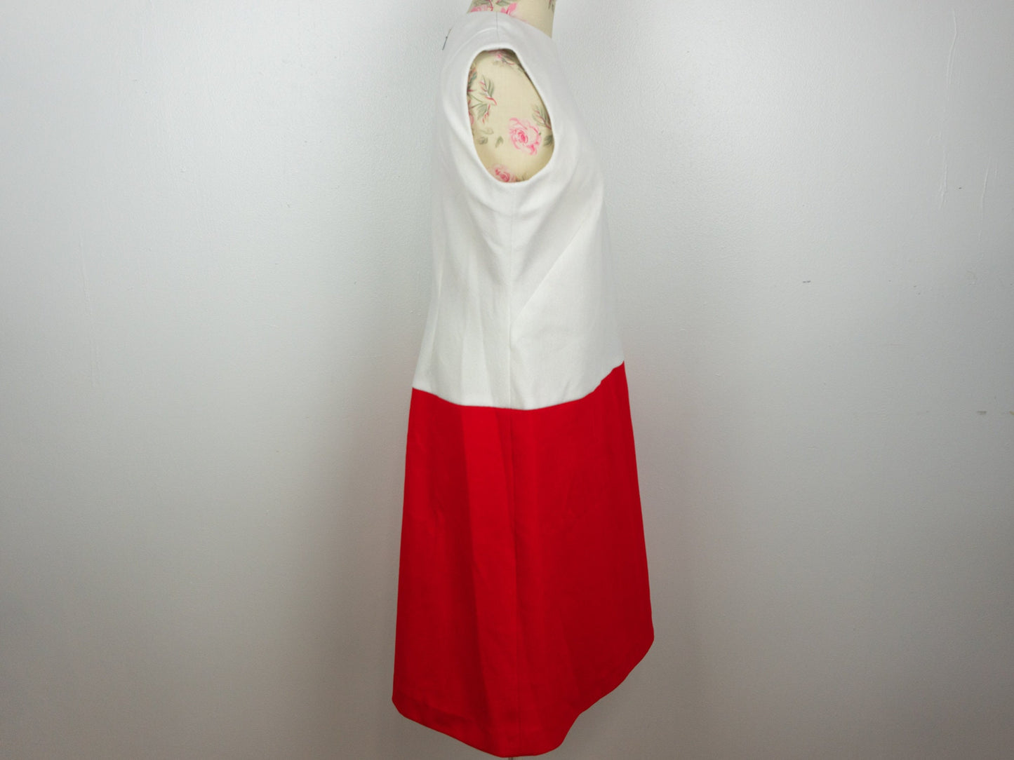 Red White Dress Color Block Frock Size XL